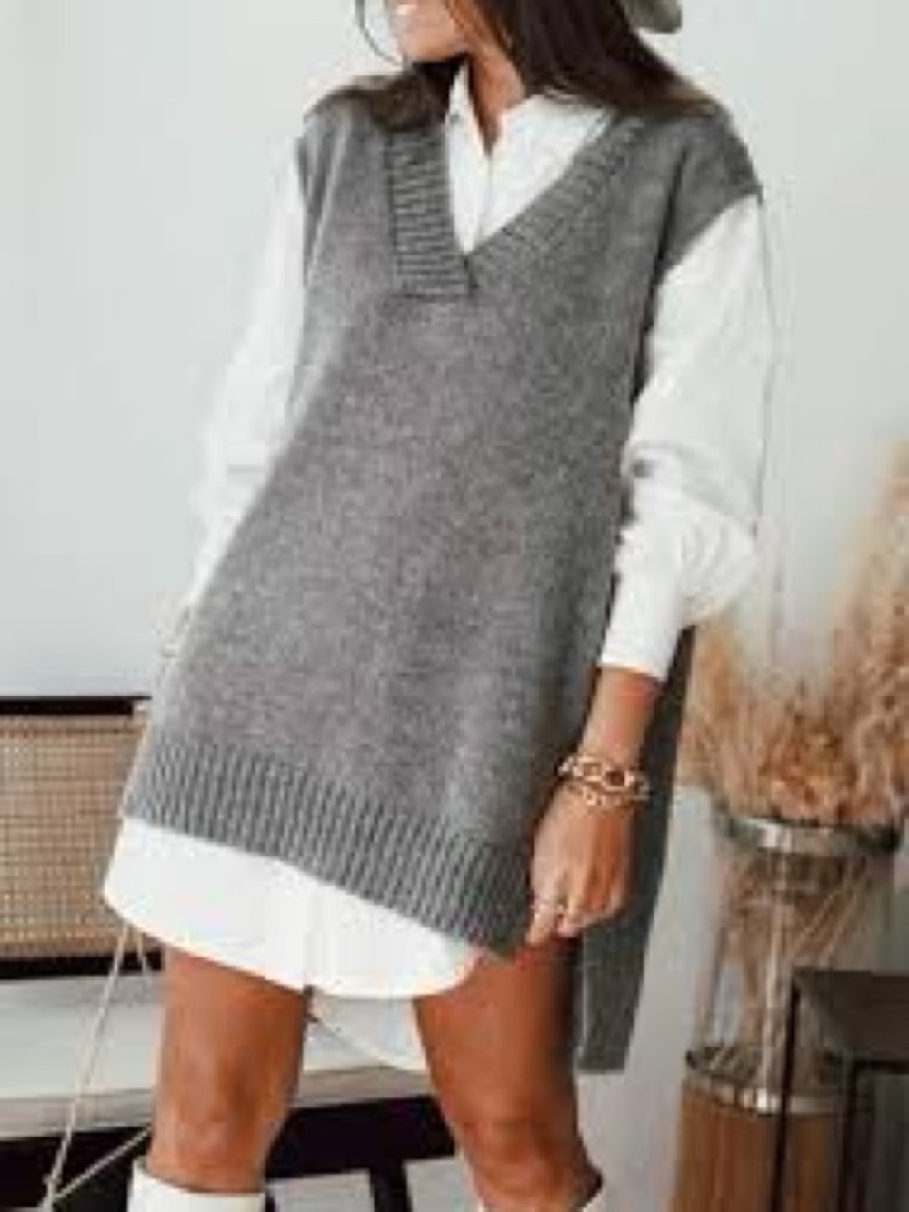 Calvin Klein Charcoal Vest with Ivory Shirt